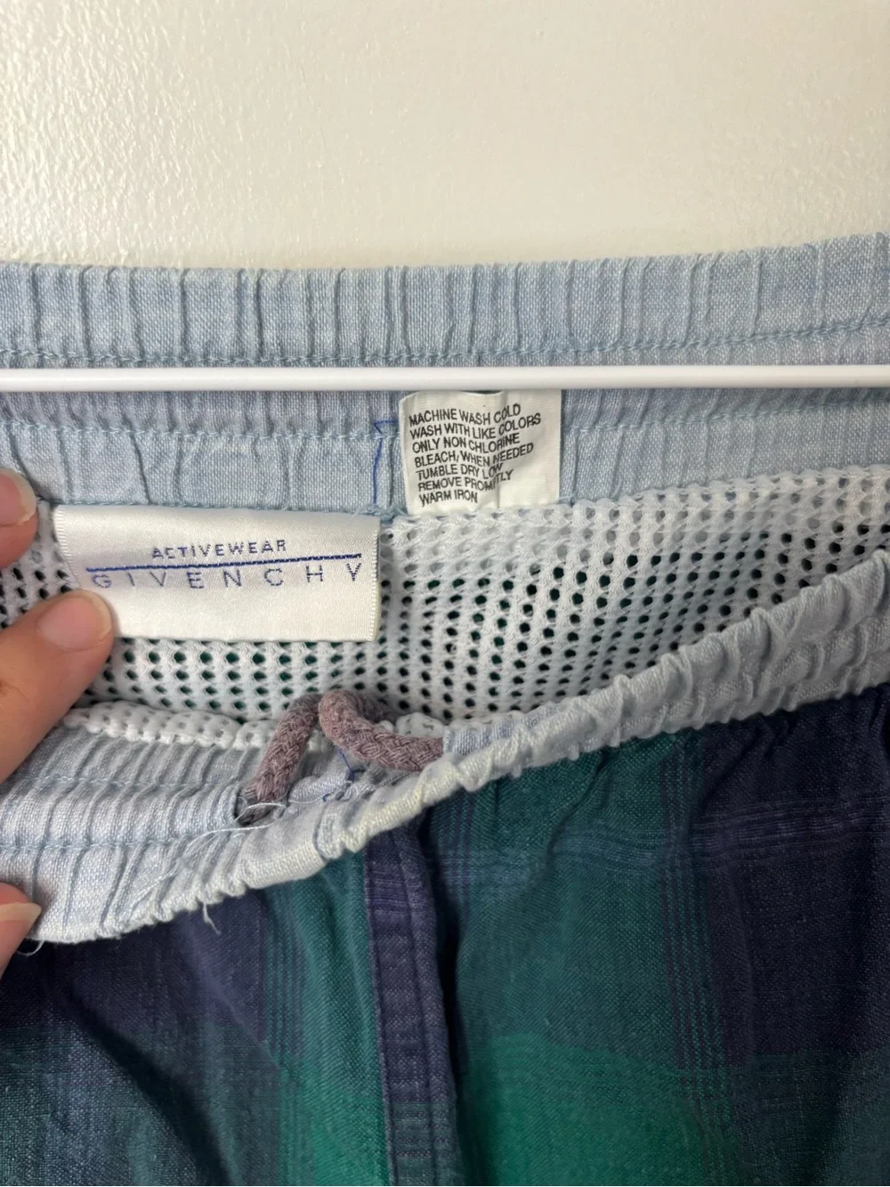 Vintage Givenchy Green & Navy Plaid Cotton Boxer Shorts